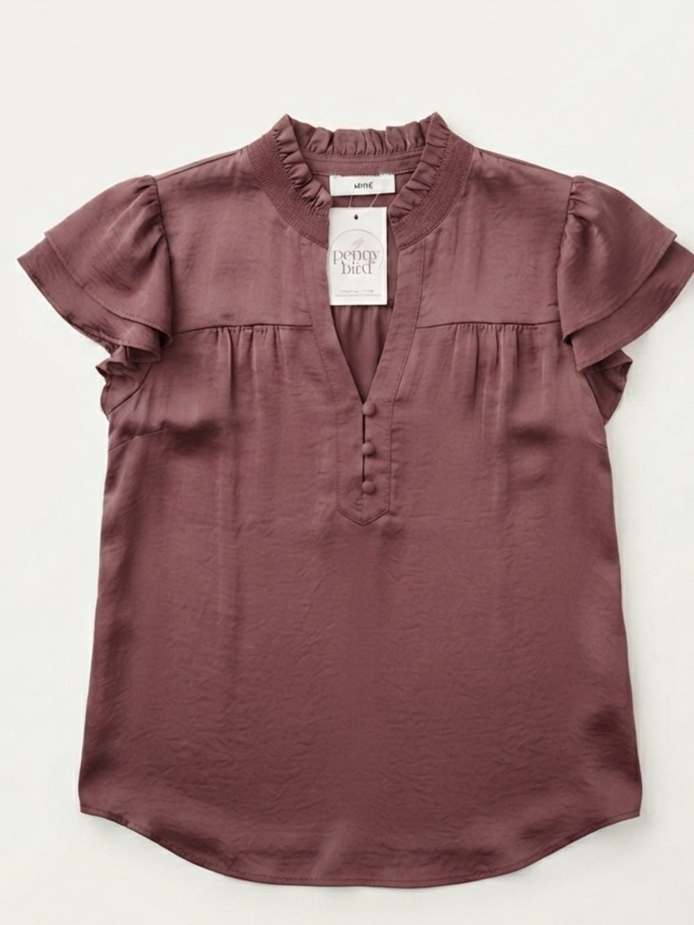 NWT Ruffle-Trim Flutter Sleeve Blouse - Picture 1 of 5